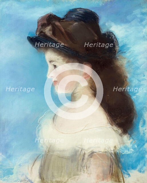 Portrait de Mademoiselle Hecht, de profil en chapeau, 1882. Creator: Manet, Édouard (1832-1883).