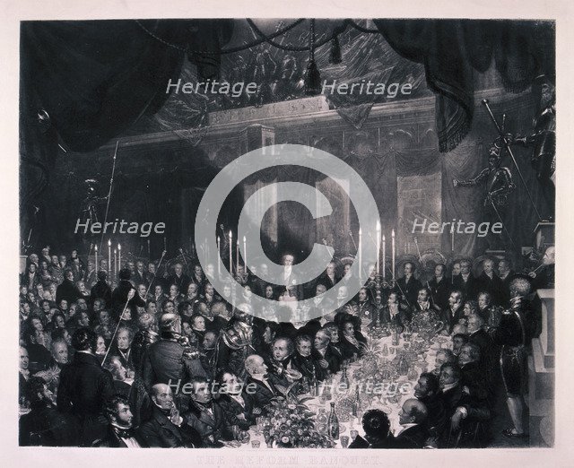 Reform Banquet at the Guildhall, London, 1837. Artist: Anon