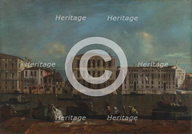 Venice. The Grand Canal with Palazzo Pesaro, 1755-1760. Artist: Guardi, Francesco (1712-1793)