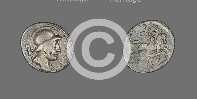 Denarius (Coin) Depicting the God Mars, 55 BCE. Creator: Unknown.