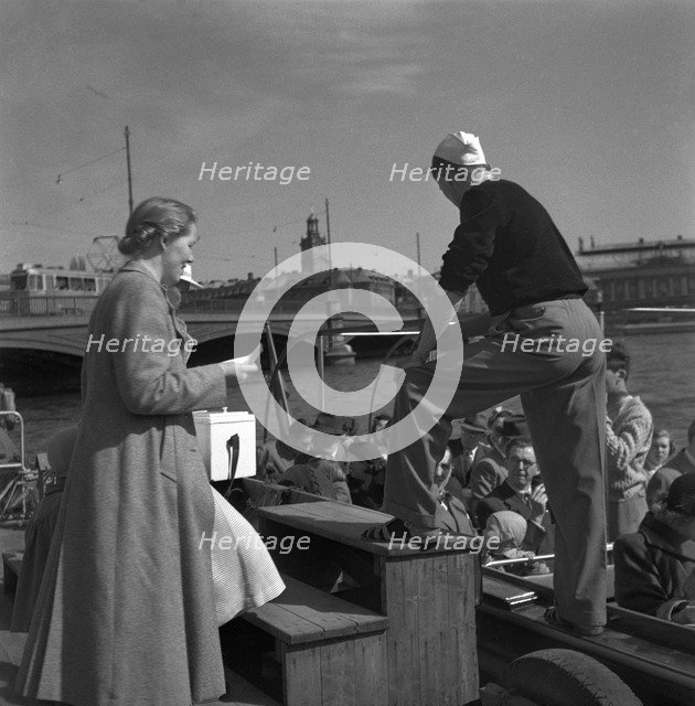 Sightseeing tour by boat, Stockholm, Sweden, 1950. Artist: Torkel Lindeberg