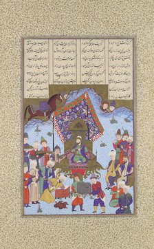 Afrasiyab on the Iranian Throne, Folio 105r from the Shahnama (Book of Kings)..., ca. 1525-30. Creator: Bashdan Qara.