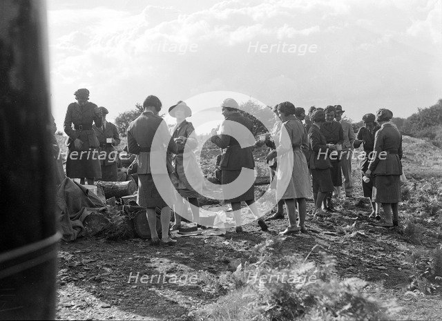 Women at a First Aid Nursing Yeomanry (FANY) trial or rally, 1931.   Artist: Bill Brunell.