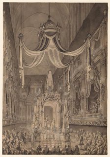 Funeral for Marie-Thérèse of Spain, Dauphine of France, in the Church of Nôtre Dame...1746, c. 1746. Creator: Charles-Nicolas Cochin (French, 1715-1790).