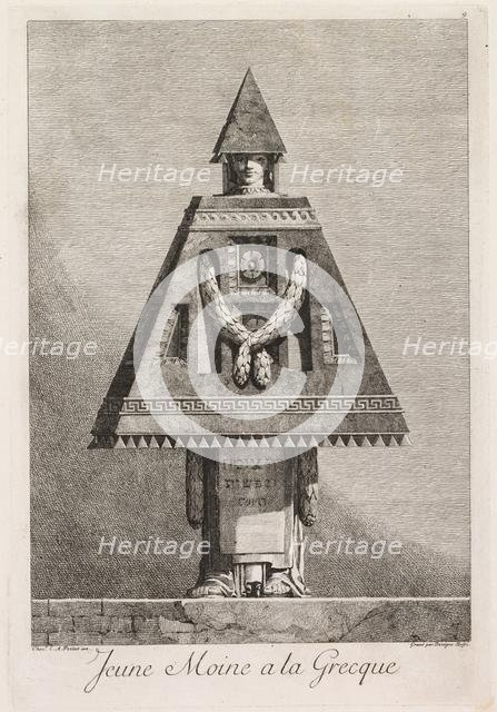 Mascarade à la Grecque: Jeune moine à la Grecque (Plate 9) , 1771. Creator: Benigno Bossi (Italian, 1727-1792).