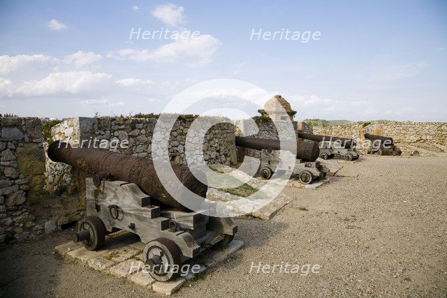 Cannon in the medieval fortress of Tarragona, Catalonia, Spain, 2007. Artist: Samuel Magal