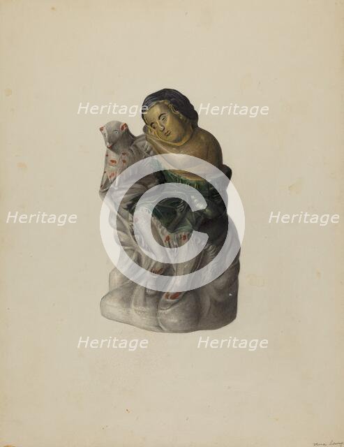 Pa. German Chalkware Mary and Her Lamb, c. 1939. Creator: Mina Lowry.
