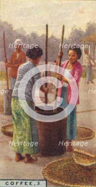 'Coffee, 3. Hulling the Beans, Java', 1928. Artist: Unknown.