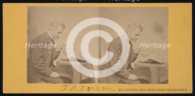 Portrait of Increase Allen Lapham (1811-1875) - Examining the Wisconsin Meteorite, Circa 1868. Creator: Hugo Broich.