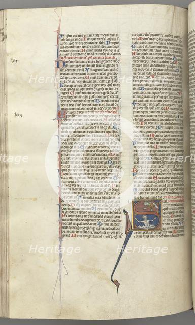 Fol. 224v, Psalm 68, historiated initial S, David in the water appealing to God above, c. 1275-1300. Creator: Unknown.