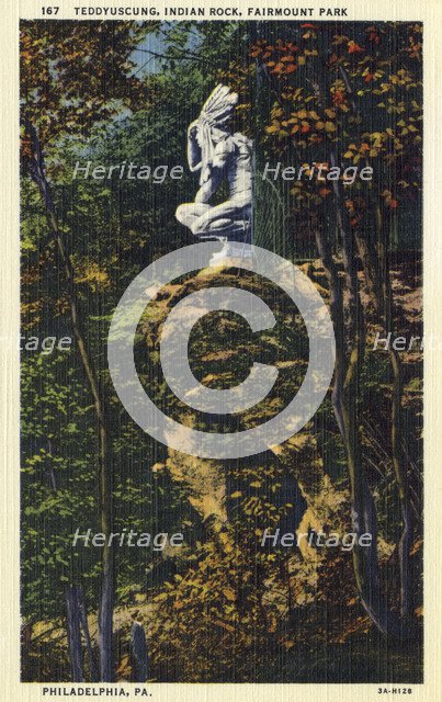 Teedyuscung, Indian Rock, Fairmount Park, Philadelphia, Pennsylvania, USA, 1933. Artist: Unknown