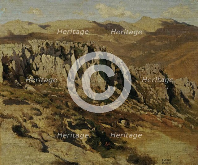 Rocky landscape near Olevano, 1870. Creator: Carl Schuch.