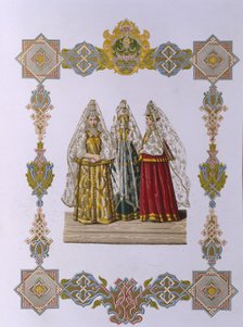 Summer Costumes of Women from Torzhok (From the series Clothing of the Russian state), 1851. Artist: Solntsev, Fyodor Grigoryevich (1801-1892)