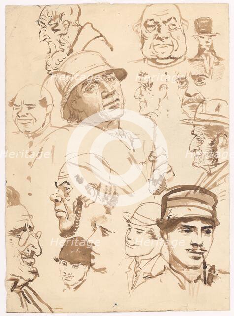 Study of male faces, 1880-1910. Creator: Ladislav Mednyanszky.
