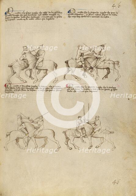 Equestrian Combat with Sword; Fior di Battaglia, about 1410. Creator: Fiore Furlan dei Liberi da Premariacco.
