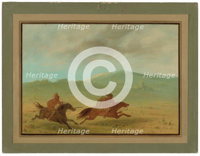 An Osage Indian Pursuing a Camanchee, 1861/1869. Creator: George Catlin.