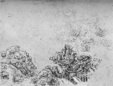 'A Flood Breaking Into A Valley', c1480 (1945). Artist: Leonardo da Vinci.