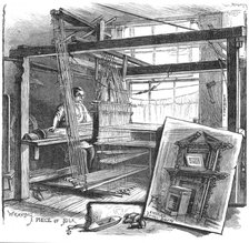 A Spitalfields silk weaver at his hand loom, 1884. Artist: Unknown