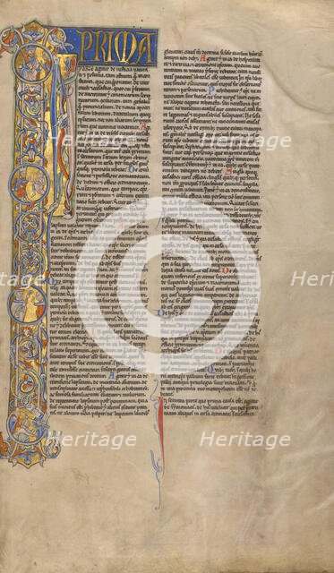 Initial I: Scenes of Secular and Ecclesiastical Justice; Decretum, about 1170-1180. Creator: Unknown.