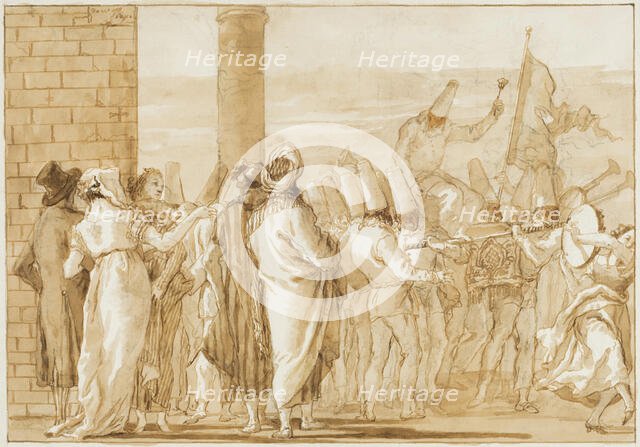 Punchinello Carried in Triumph in a Procession, between 1797 and 1800. Creator: Giovanni Domenico Tiepolo.