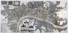 Map of the City of London, City of Westminster, River Thames, Lambeth and Southwark, 1736. Artist: Anon