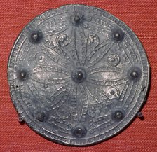 Cast lead-alloy disc brooch. Artist: Unknown