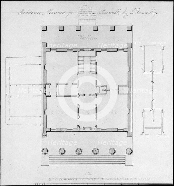 Residence, Planned for Russell, by I. Town, Esq., ca. 1828. Creator: Alexander Jackson Davis.