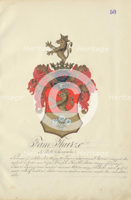 Coat of arms of the Thurz family, 1904-1910. Creator: Adolf Medzihradsky.