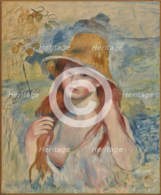 Young Girl with a Straw Hat, 1884. Creator: Renoir, Pierre Auguste (1841-1919).