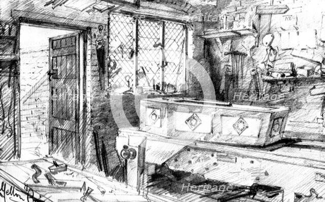 The Death of Mr. Gladstone: in the carpenter's shop, Hawarden, 1898. Creator: Unknown.