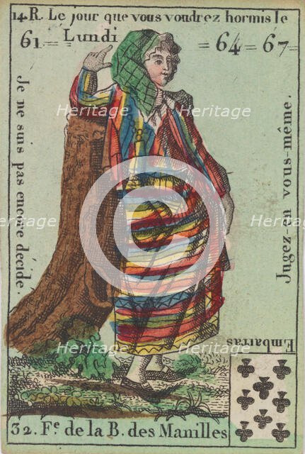 F.e de la B. des Manilles from Playing Cards (for Quartets) 'Costumes des Peuples..., 1700-1799. Creator: Anon.