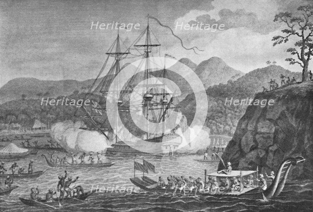 'Otaheite Surrendered to Captain Wallis', 1773, (1904). Artist: Unknown.