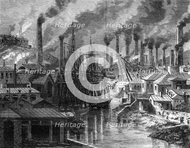 A copper factory in Cornwall, 19th century.Artist: Jean Baptiste Henri Durand Brager