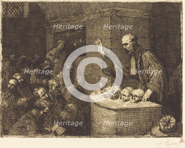 Phrenology Course, 2nd plate (Le cours de phrenologie), 1906. Creator: Alphonse Legros.