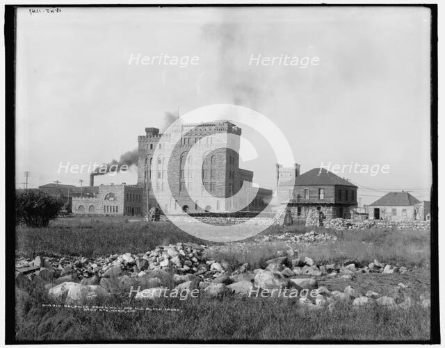 Sulphite paper mill and old block house, Sault Ste. Marie, Ont., (1902?). Creator: William H. Jackson.