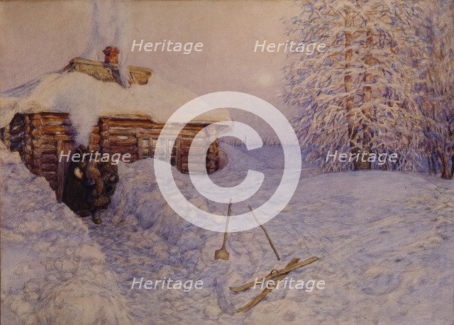 Banya in Winter, 1919. Artist: Vasnetsov, Appolinari Mikhaylovich (1856-1933)