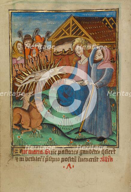 The Adoration of the Shepherds; Illustrated Vita Christi..., about 1480-1490. Creator: Unknown.