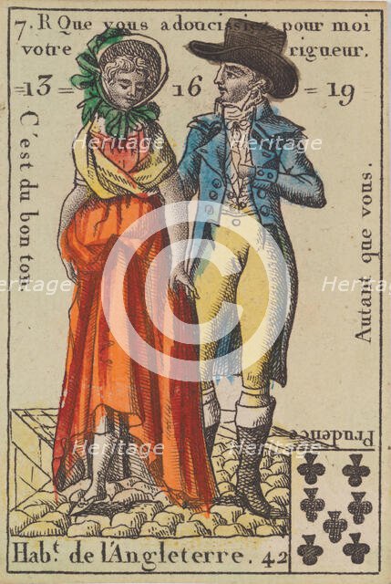 Hab.t de l'Angleterre from Playing Cards (for Quartets) 'Costumes des Peuples..., 1700-1799. Creator: Anon.