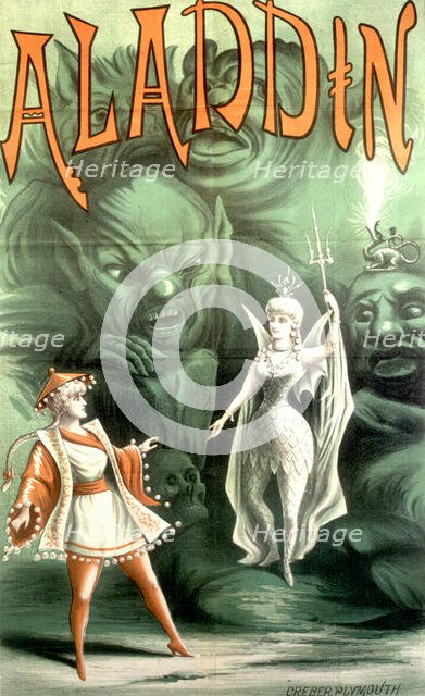 'Aladdin', pantomime poster, 1886. Creator: Unknown.