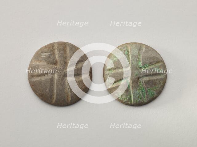 Pair of gaming disks with cross design, 1200-1400. Creator: Unknown.
