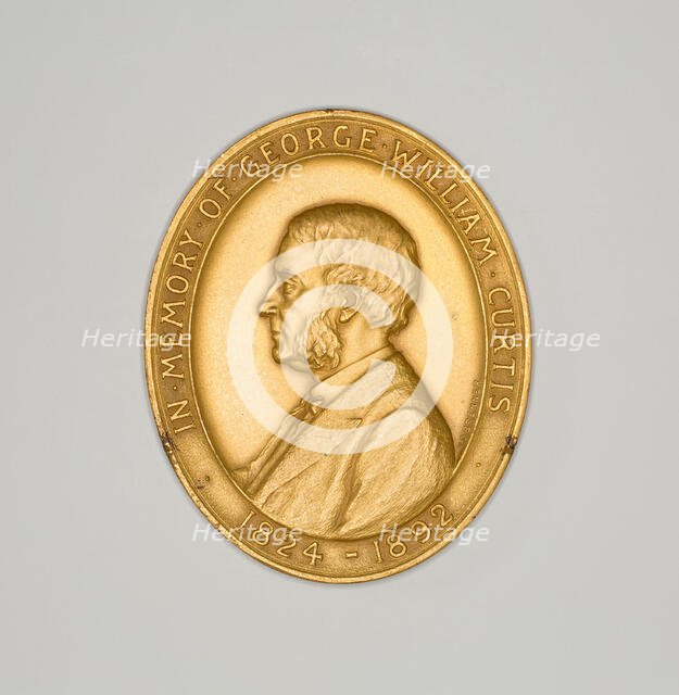 Medal Depicting George William Curtis, 1892/1908. Creator: Victor David Brenner.