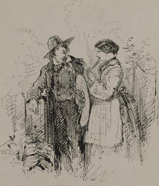 Young Man and Woman by a Gate, c1860. Creator: Augustus Hoppin.