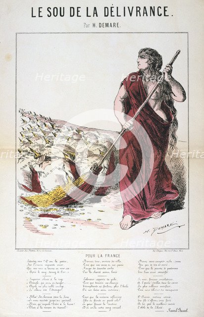 'Le Sou de la Delivrance' caricature and song sheet, Franco-Prussian War, 1870-1871. Artist: Anon