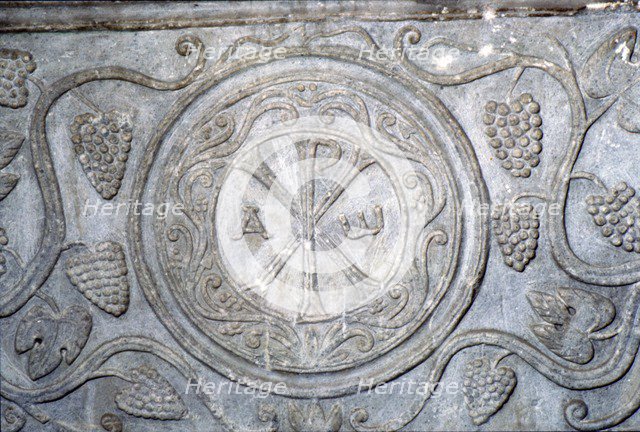 Chi-Rho symbol from Coptic sarcophagus, 7th century. Artist: Unknown.