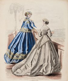 Fashion Plate - Petit Courrier des Dames 'Modes de Paris', 1866-67. Creator: Gilquin fils.