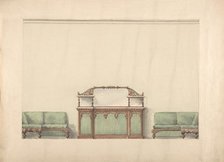 Design for a Mirrored, Marble-topped Cabinet and Two Sofas, early 19th century. Creator: Anon.