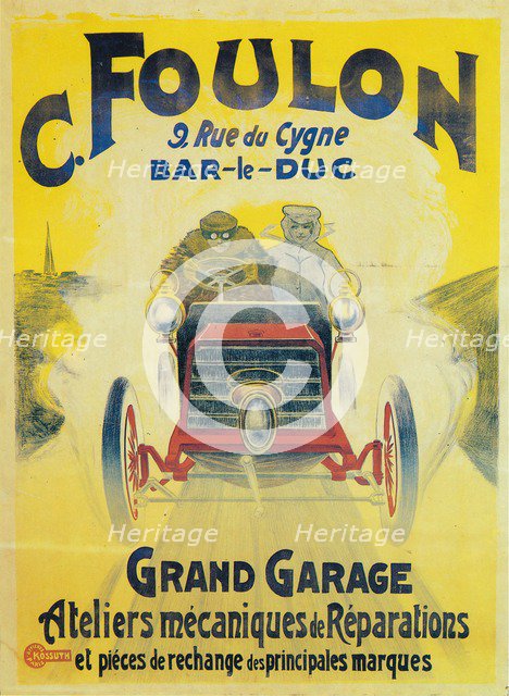 Advertisement for C Foulon's Garage, Bar-le-Duc, France, c1900. Artist: Unknown.