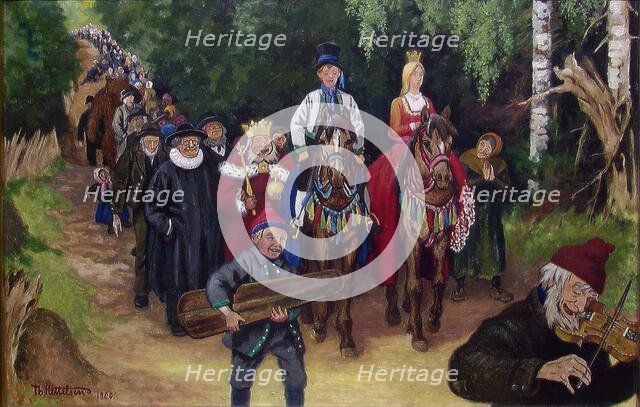 The Marriage of the Princess and the Ash Lad; For Soria Moria Palace, series consisting..., 1900. Creator: Theodor Kittelsen.