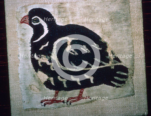 Coptic Egyptian textile showing a quail, 3rd or 4th century AD. Artist: Unknown