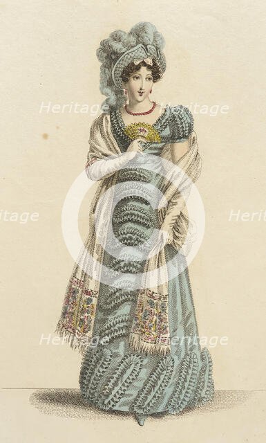 Fashion Plate (Parisian Evening Dress), 1821. Creator: John Bell.